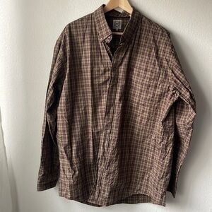 Cinch shirt Men's button up plaid Khaki and burgundy size XL